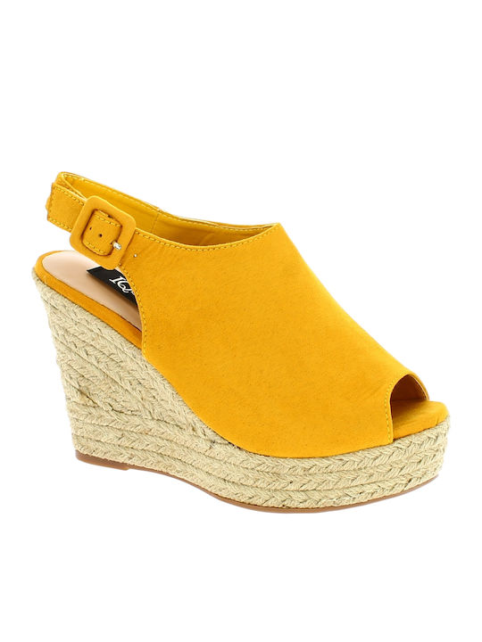 IQ Shoes 1G19128 Καλοκαιρινές Γυναικείες Πλατφόρμες Κίτρινες