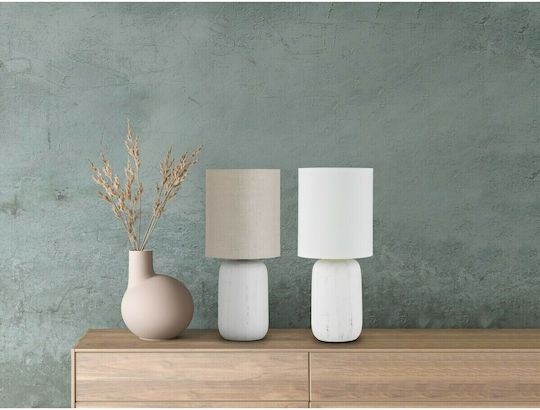 Trio Lighting Ceramică Lampă de masă pentru Soclu E14 cu Abajur Alb și Bază