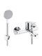 Pyramis Delicato Plus Mixing Bathtub Shower Faucet Complete Set Silver