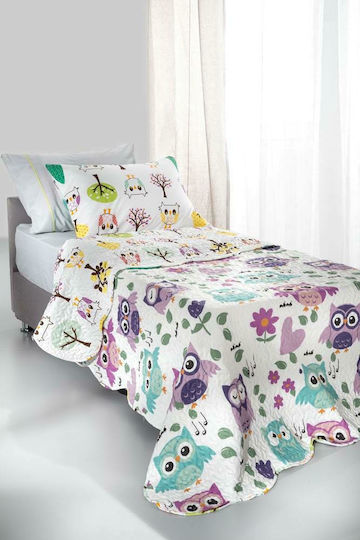 Saint Clair Παιδικό Κουβερλί Μονό Owl Πολύχρωμο 160x220εκ.