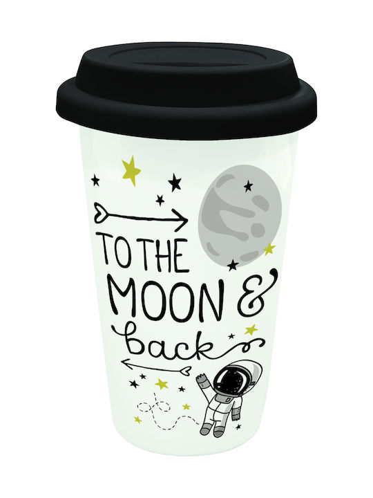 Legami Milano Moon & Back Κούπα από Πορσελάνη με Καπάκι Λευκή 300ml