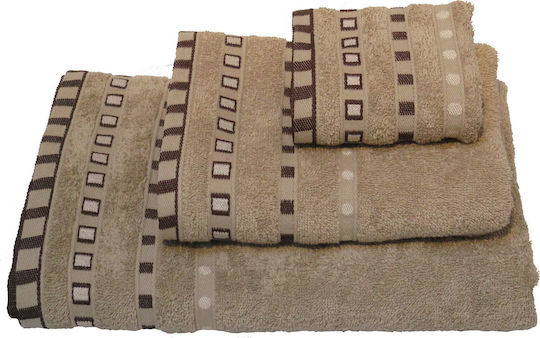 Le Blanc Bath Towel Set 3pcs Combed Jacquard Dot Beige Weight 450gr/m²