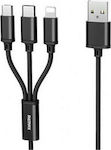 Remax Gition RC-131th Braided USB to Lightning / Type-C / micro USB Cable 2.8A Μαύρο 1.15m