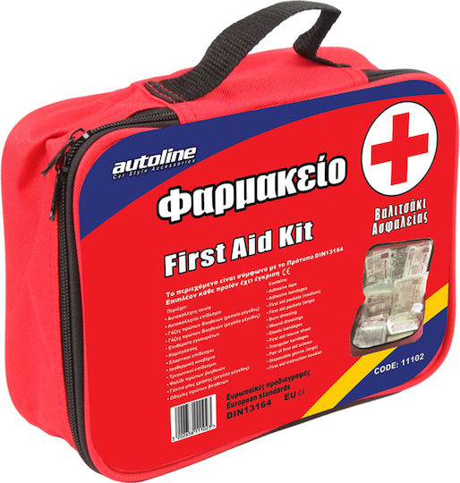 Autoline First Aid Kit Φαρμακείο Πρώτων Βοηθειών Αυτοκινήτου Τσαντάκι με Εξοπλισμό