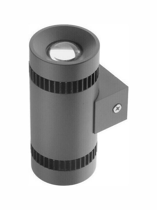 GloboStar Μονό Up Down Waterproof Wall-Mounted Outdoor Spot Light IP65 with Integrated LED Gray