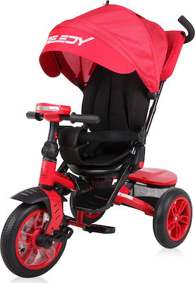 Lorelli Speedy Kids Tricycle Convertible With Air Wheels, Sunshade, Push Handle & Storage Basket for 1-3 Years Red