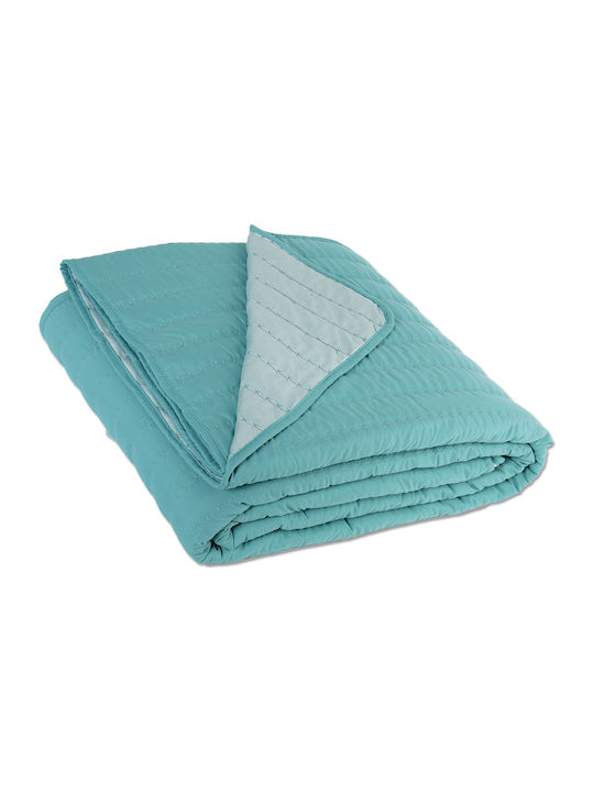 Nef-Nef Bicolor Coverlet Queen Size Microfiber Dark Aqua-Light Aqua 220x240cm 023402