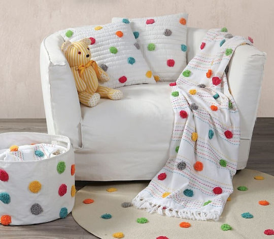 Nef-Nef Homeware Kids Decorative Pillow Rainbow White 45x45cm