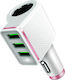 Ldnio Car Charger 4.2A with Ports 3xUSB-A 1xLighter White Color