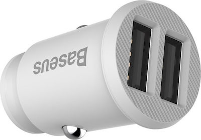 Baseus Car Charger White Grain Total Intensity 3.1A with Ports: 2xUSB