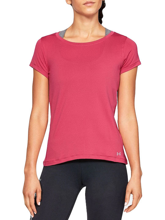 Under Armour HeatGear Αθλητικό Γυναικείο T-shirt Ροζ