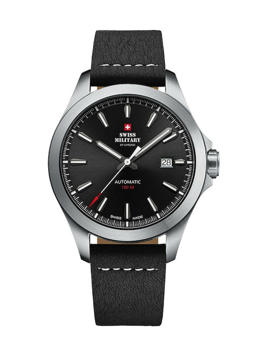 Swiss Military by Chrono Мъжки часовник 42mm Автоматичен с Черна Кожена Каишка
