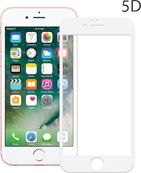 Powertech 5D Vollkleber Vollflächig gehärtetes Glas Weiß (iPhone SE 2022 / 2020 / 8 / 7) TGC-0235