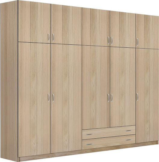 Economy Latte Πεντάφυλλη Ντουλάπα με Πατάρι 252x60x233cm