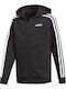 Athletic Kids Sweatshirt Cardigan Cotton with Hood Black Essentials 3-Stripes