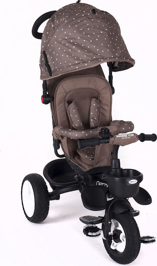 Kikka Boo Dotty Kids Tricycle Convertible, With Push Handle & Sunshade for 18+ Months Brown