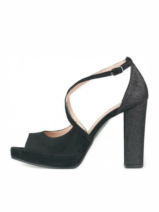 Ellen Damen Sandalen mit Chunky hohem Absatz in Schwarz Farbe