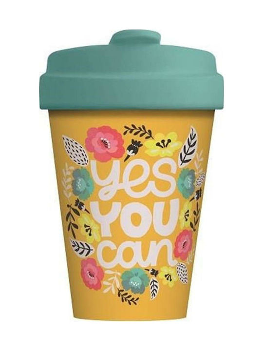 Chic Mic Yes You Can Bamboo Cup with Lid Orange 400ml