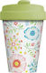 Chic Mic Skandinavian Floral Bamboo Cup with Lid Green 400ml BCP293