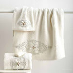 SB Home Cotton Set of 3pcs Bridal Towels with Lace Emily Εκρού