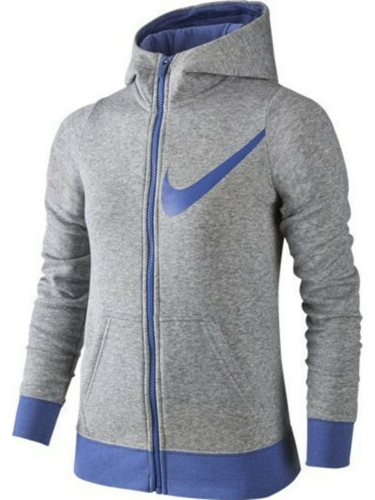 Nike Athletic Kids Cardigan Sweatshirts Gray Sportswear Full Zip Hoodie