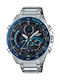 Casio Edifice Αναλογικό/Ψηφιακό Ανδρικό Ρολόι 51mm Χρονογράφος Solar με Ασημί Μεταλλικό Μπρασελέ