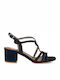 Exe Women's Sandals Grace 693 Navy Blue with Chunky Medium Heel