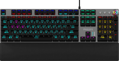 Philips Gaming- Mechanische Tastatur Volle Größe mit Benutzerdefiniert Blau Schaltern und beleuchteten Tasten Schwarz