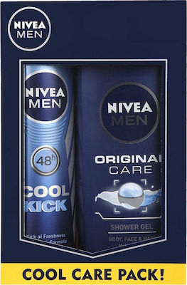 Nivea Men Cool Care Pack Skin Care Set for Moisturizing & Cleaning Body Cleaning with Deodorant & Bubble Bath