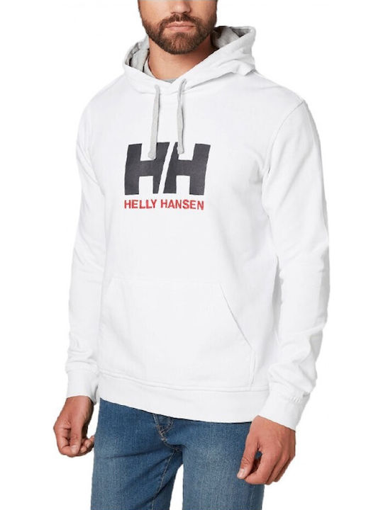 Helly Hansen Logo Hoodie Hanorac pentru bărbați cu glugă și buzunare Alb