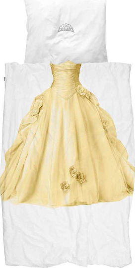 Snurk Princess Set Kids Duvet Cover Single with Pillowcase Yellow 140x200cm