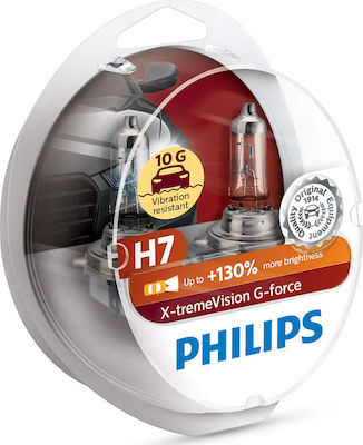 Philips Lămpi Autoturismului X-tremeVision G-Force +130% H7 Halogen 3500K Alb cald 12V 55W 2buc