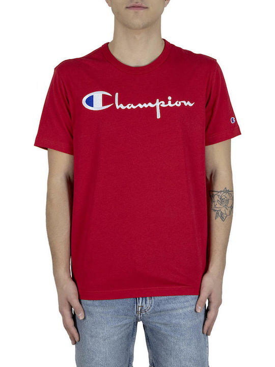 Champion Αθλητικό Ανδρικό T-shirt Κόκκινο με Λο...