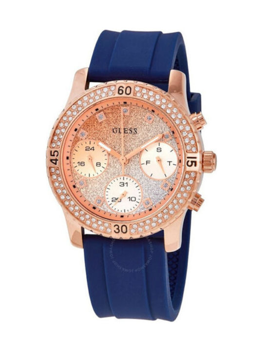 Guess Watch with Navy Blue Rubber Strap W1098L6