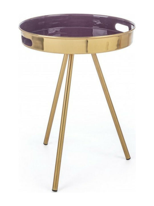 Inesh Round Metal Side Table Purple L42xW42xH50cm