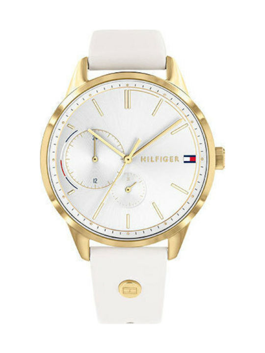 Tommy Hilfiger Brooke Γυναικείο Ρολόι 38mm Χρονογράφος Μπαταρίας με Λευκό Δερμάτινο Λουράκι