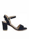 Ragazza Suede Women's Sandals with Ankle Strap Navy Blue