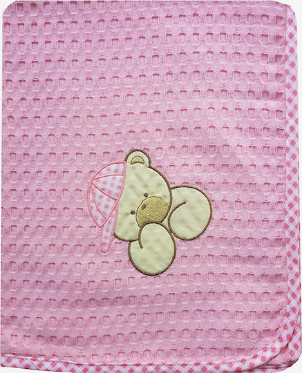 Dimcol Blanket Nursery Swaddling Blankets Bear 103 Waffle Lilac 80x110cm