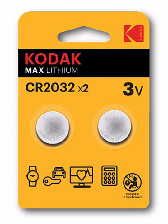 Kodak Max Lithium Μπαταρίες Ρολογιών CR2032 3V 2τμχ