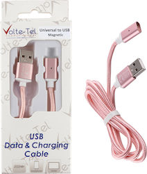 Volte-Tel ΦΟΡΤΙΣΗΣ-DATA Geflochten / Magnetisch USB 2.0 auf Micro-USB-Kabel Rosa 1m (8228308) 1Stück