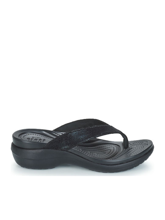 Crocs Capri Metallictxt Wedge Flip W Σαγιονάρες με Πλατφόρμα σε