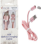 Volte-Tel VCD08 Μαγνητικό αποσπώμενο / Braided USB to Lightning Cable Ροζ 1m (8228407)