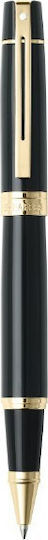 Sheaffer 300 Series Glossy Black With Gold Tone Trim Pen Rollerball Black with Blue Ink