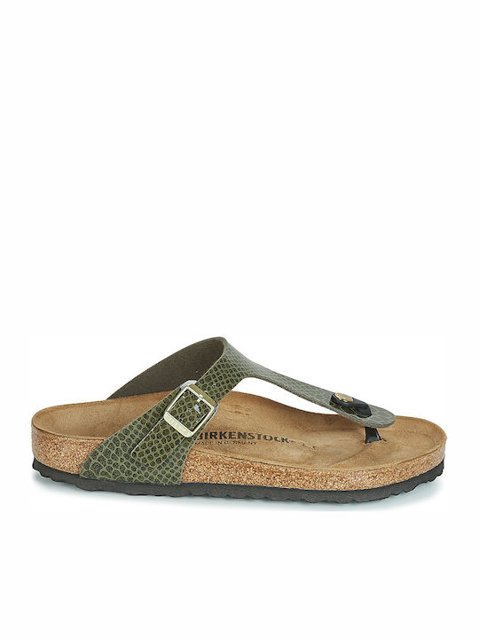 Birkenstock Gizeh Birko Flor 1011774 Regular Fit Magic Snake Khaki