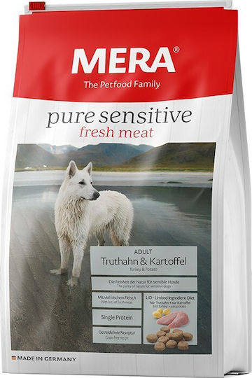 Meradog Pure Sensitive Fresh Meat Adult 12.5kg Dry Food Grain-Free & Gluten-Free for Adult Dogs with Turkey and Potatoes
