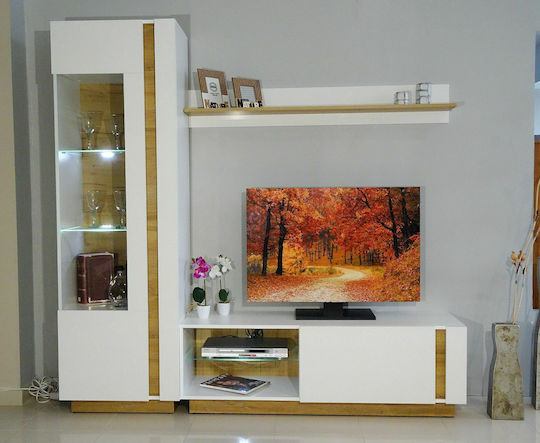 Витрина за дневна от ПДЧ със стъкло Бяла Grandson 60x40x194см