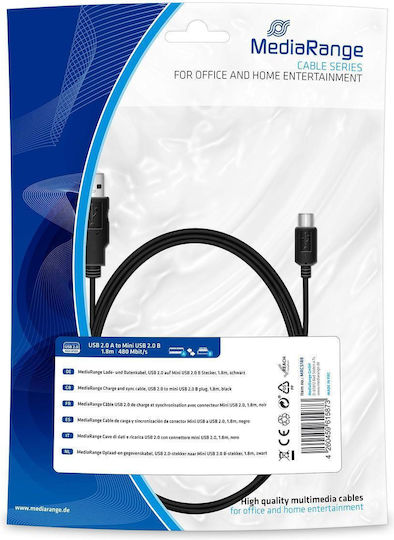 MediaRange 1.8m USB 2.0 Cable A-Male to mini A-Male (MRCS188)