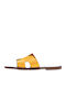 Komis & Komis 03 Leather Women's Flat Sandals in Yellow Color