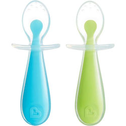 Munchkin Baby Set with Gentle Spoons Made of Silicone for 6+ Months Blue/Green 2 Pieces