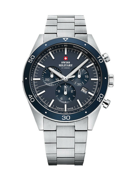 Мъжки часовник 43mm Хронограф на батерия Сребрист